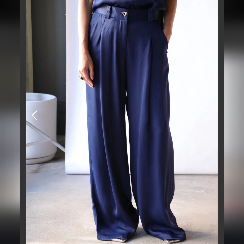 Aeron WELLEN wide leg suiting pants navy blue size 34